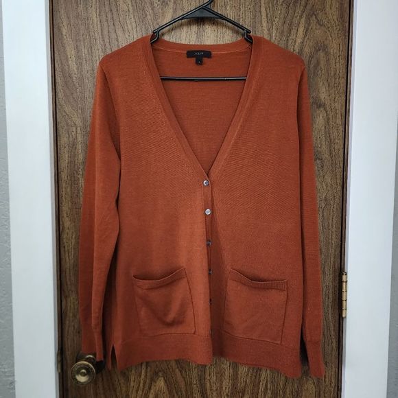 J. Crew Sweaters - J. Crew Womens 100% Merino Wool Cardigan Brown Button Up Pockets Size Small